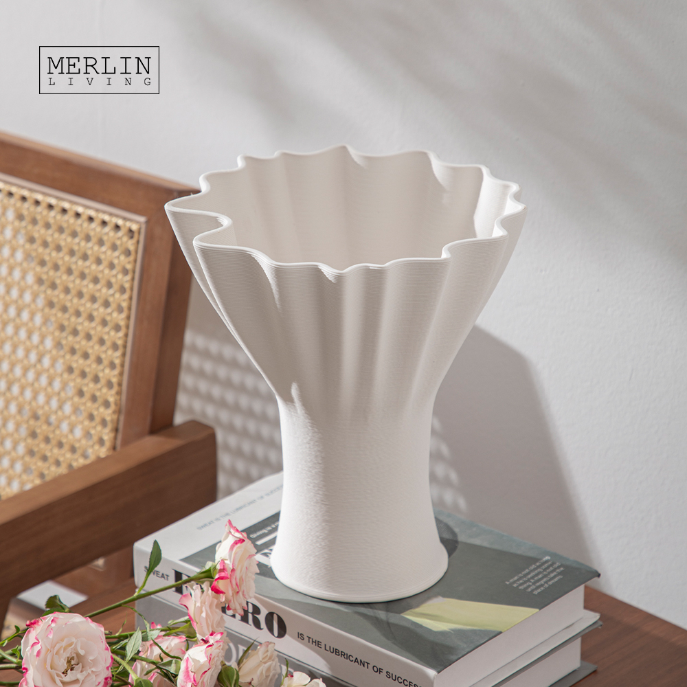3D Printed Ceramic Vase Large Diameter Modern Decoration Merlin Living (7)