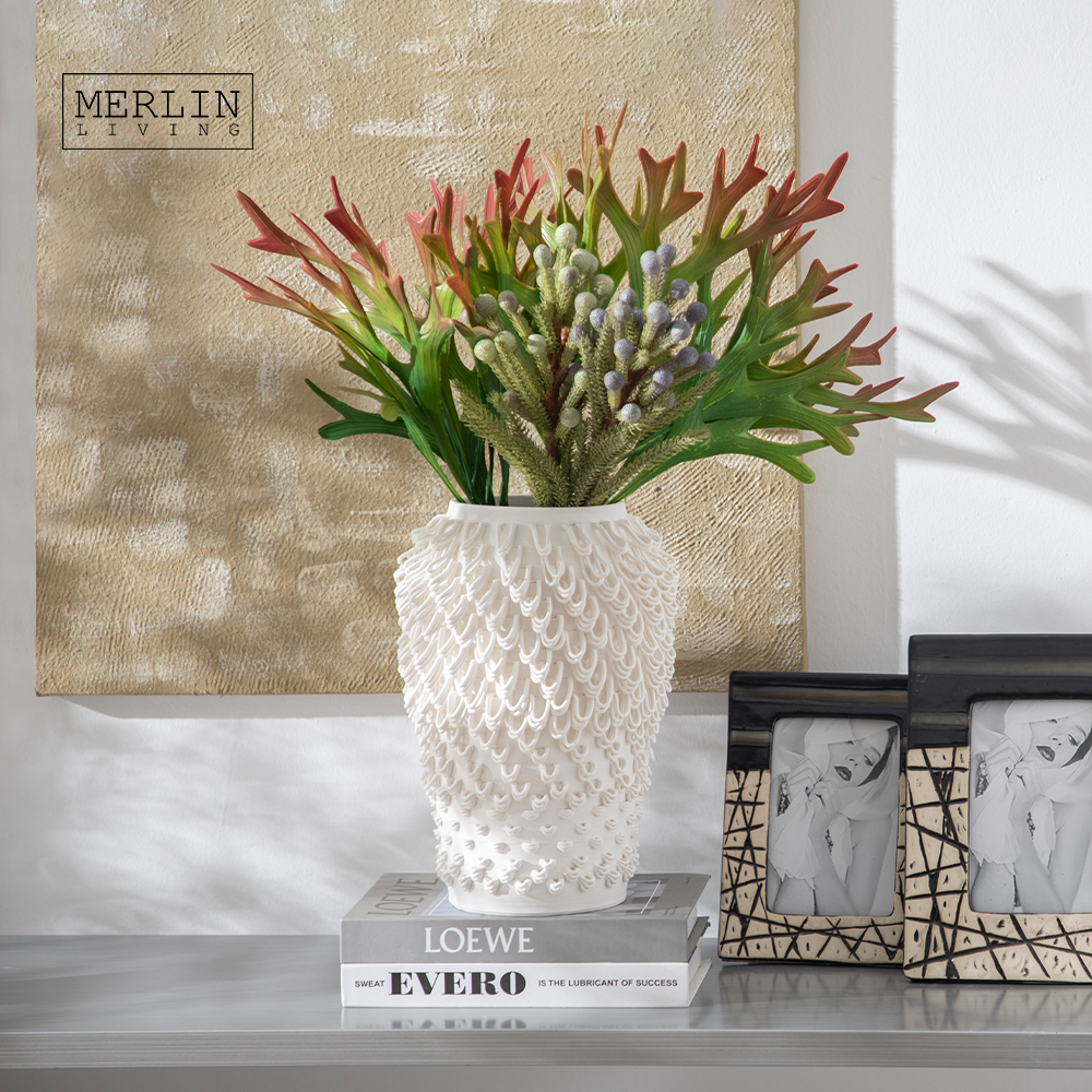 3D Printing Cascading Design Red Glazed Ceramic Vase Merlin Living (1)