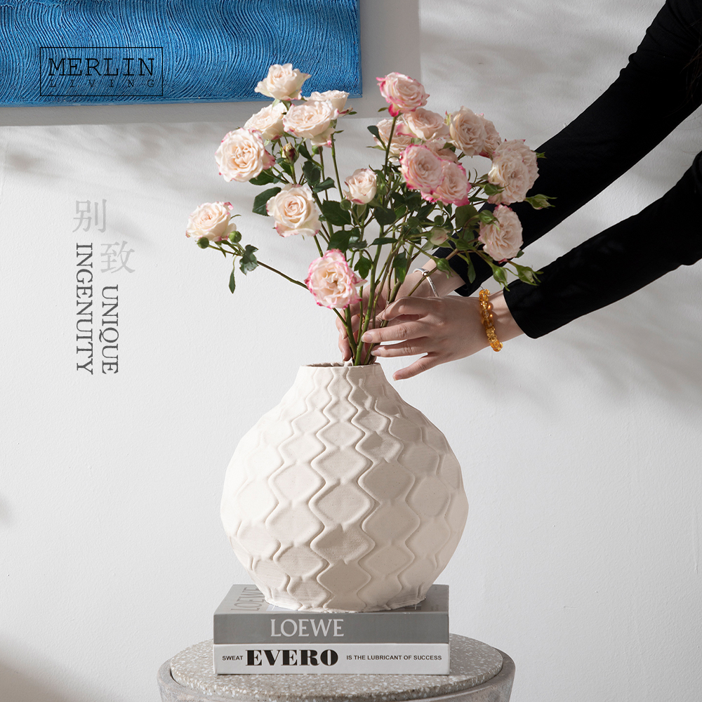 3D Printing Ceramic Sand Glaze Vase Diamond Grid Shape Merlin Living (7)