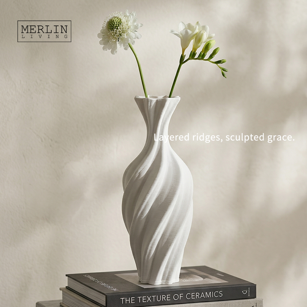 3D Printing Minimalist White Ceramic Room Decor by Merlin Living (1)