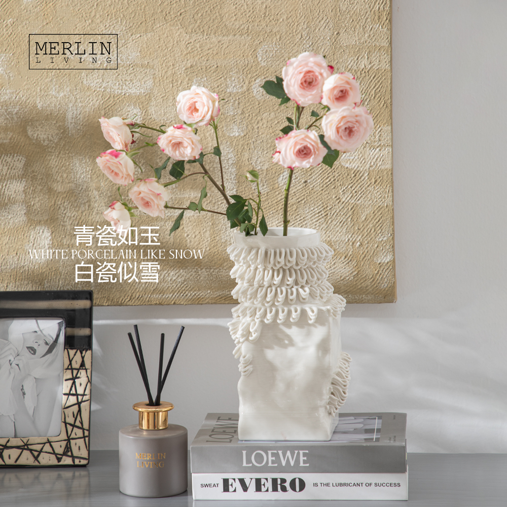 3D Printing Nordic Vase Black Glazed Ceramic Home Decor Merlin Living (2)