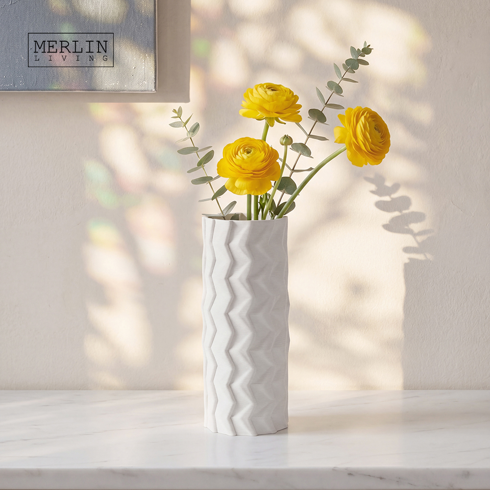 3D Printing vase Wavy textured ceramic vase Merlin Living (3)