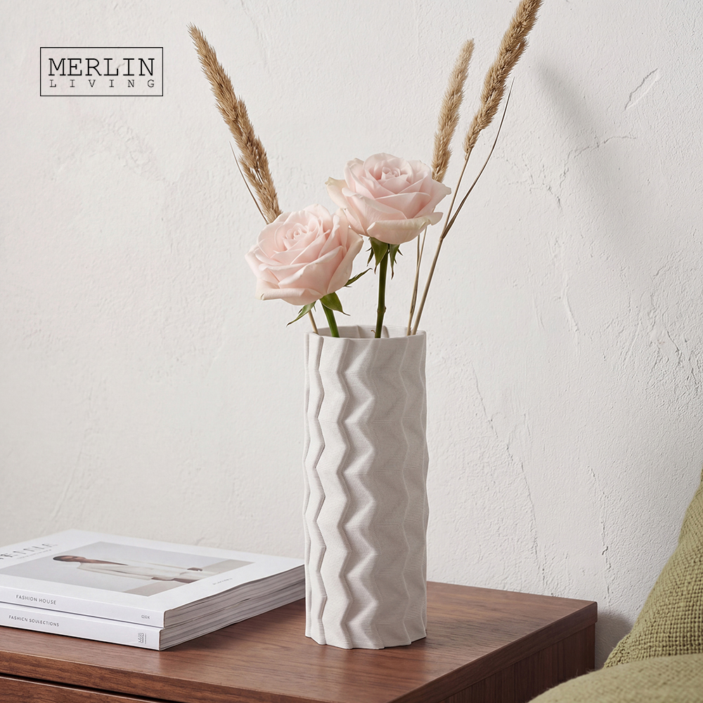 3D Printing vase Wavy textured ceramic vase Merlin Living (4)