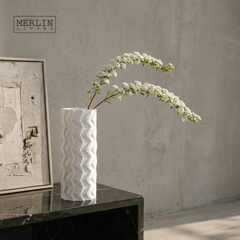 3D Printing vase Wavy textured ceramic vase Merlin Living (5)