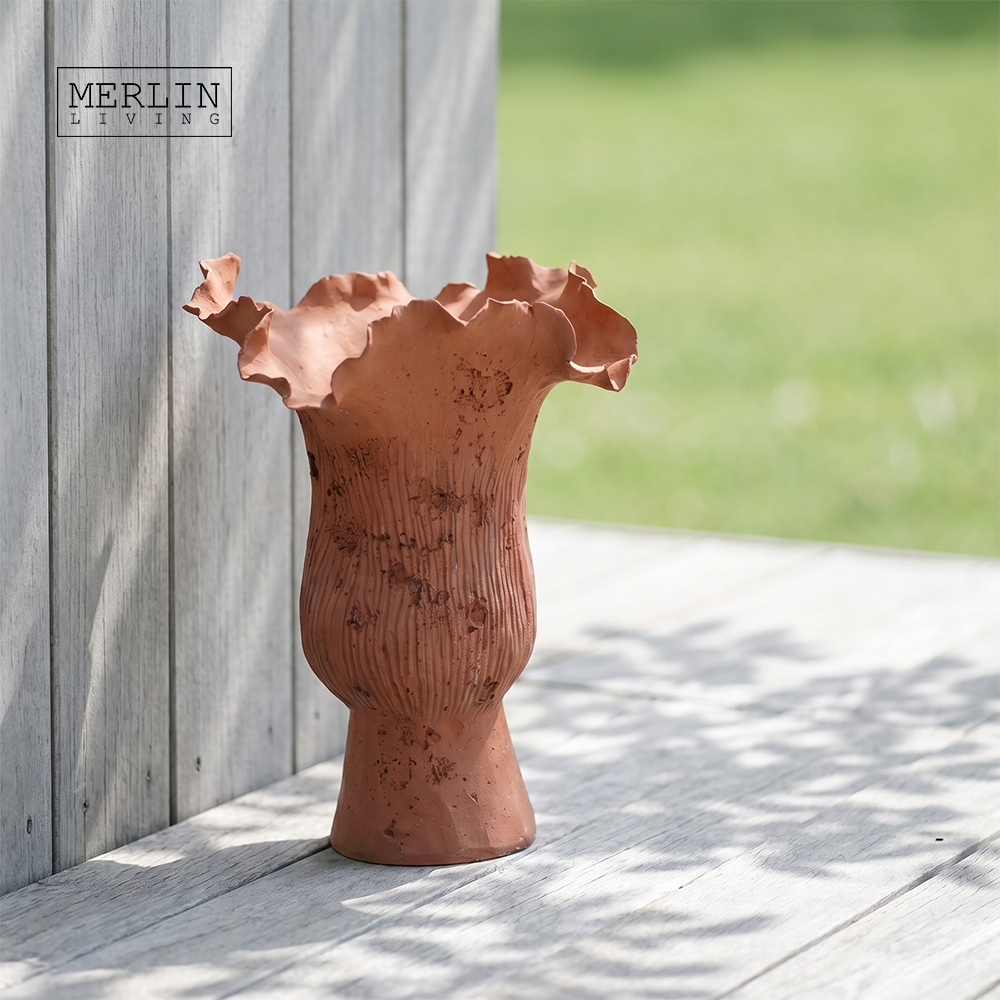 Ceramic Artstone Wavy Flower Mouth Vase Ceramic Decor Merlin Living (4)