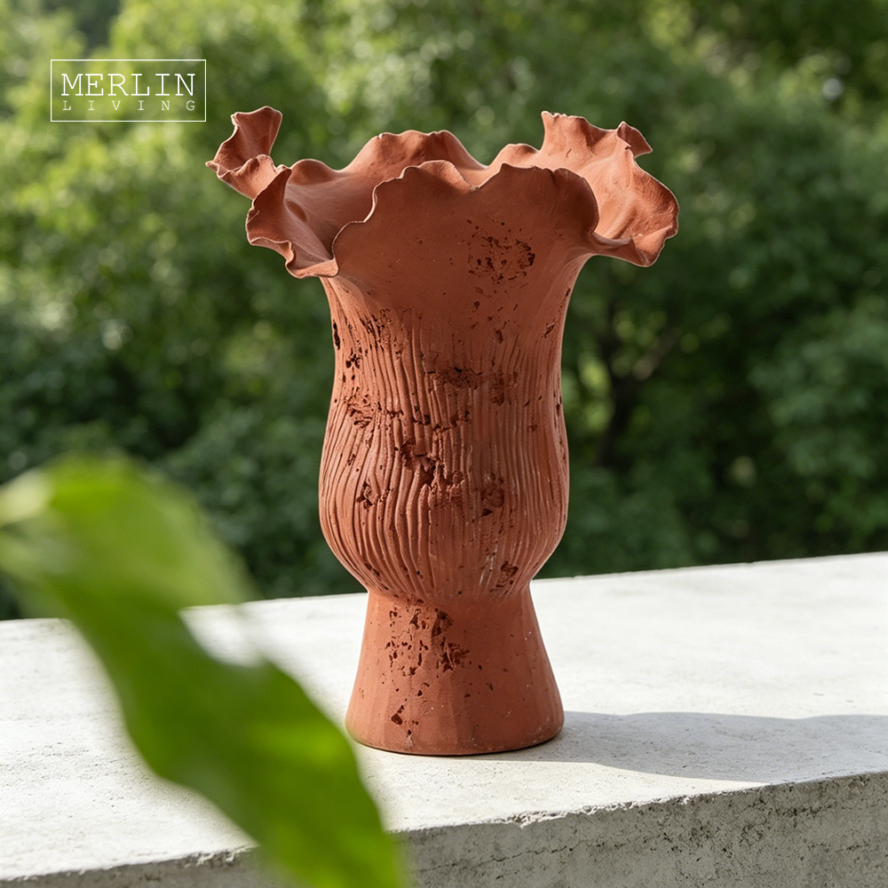 Ceramic Artstone Wavy Flower Mouth Vase Ceramic Decor Merlin Living (5)