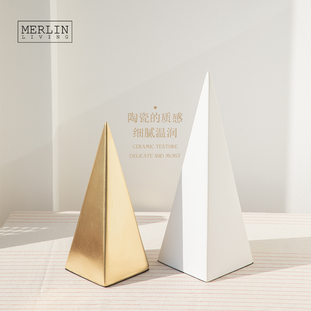 Ceramic Pyramid Gold Decorations for Home Accessories Merlin Living (6)