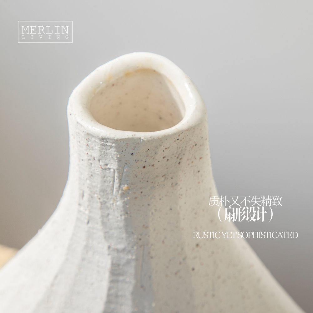 Coarse Sand Ceramic Porcelain Fan-Shaped VasesDecoration (4)