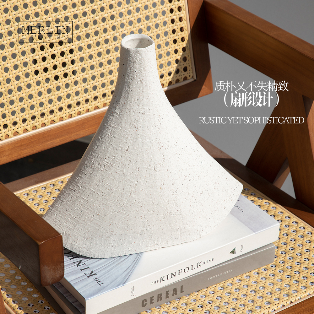 Coarse Sand Ceramic Porcelain Fan-Shaped VasesDecoration (6)