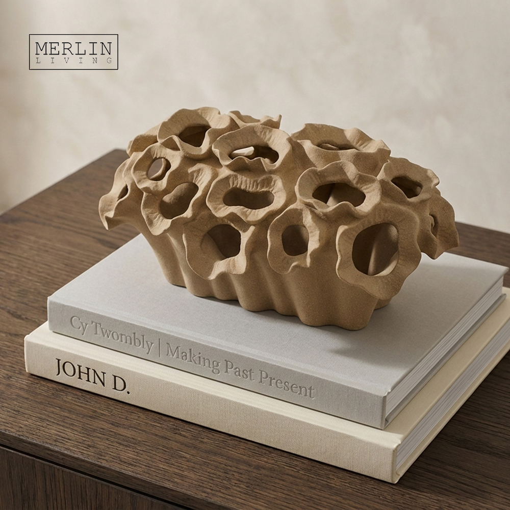 Handmade Art Decor Coral Shape Ceramic Vase by Merlin Living (1)
