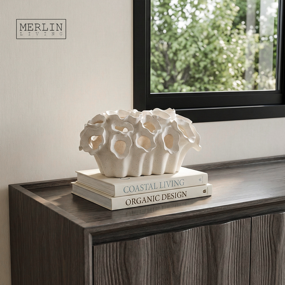 Handmade Art Decor Coral Shape Ceramic Vase by Merlin Living (3)