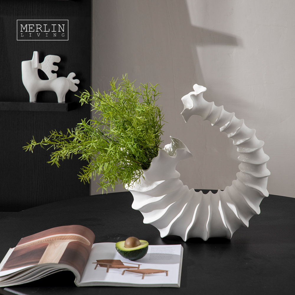 Handmade Ceramic semi-circular white vase for home decor (12)