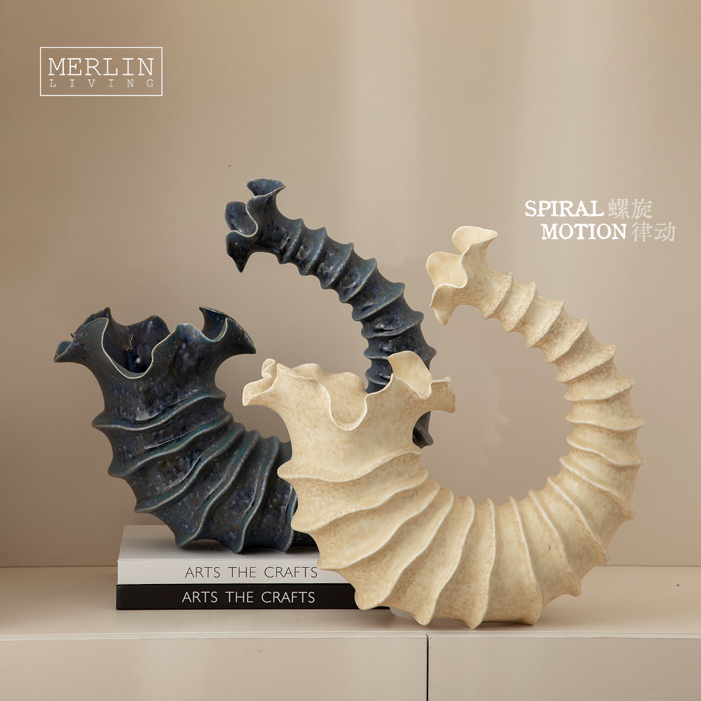 Handmade Ceramic semi-circular white vase for home decor Merlin Living (3)