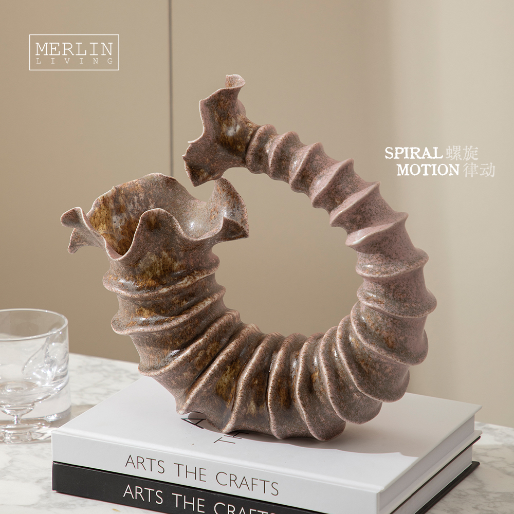 Handmade Ceramic semi-circular white vase for home decor Merlin Living (7)