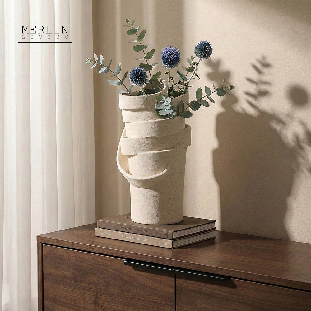 Handmade Coil Wrap Modern Ceramic Vase Home Decor by Merlin Living (3)