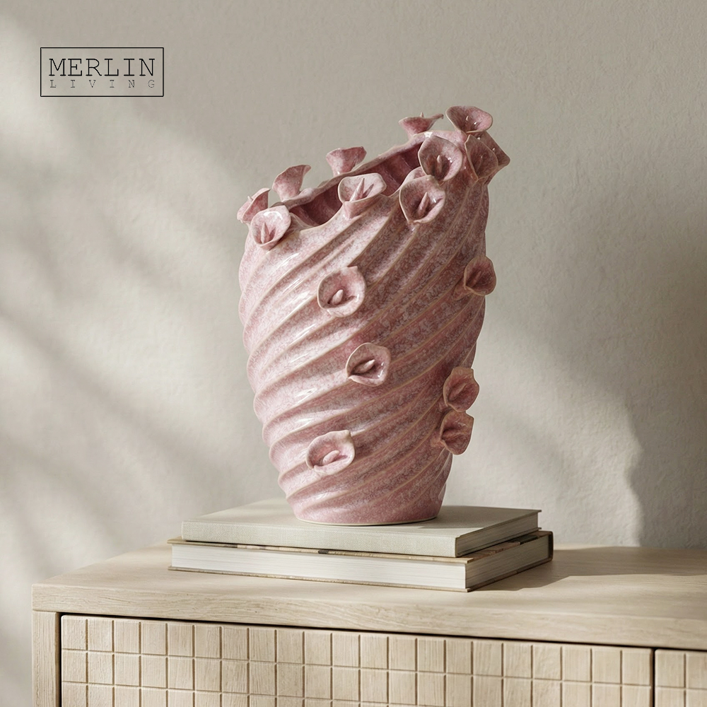 Handmade Glaze Ceramic Wedding Vase with Calla Lily by Merlin Living (7)
