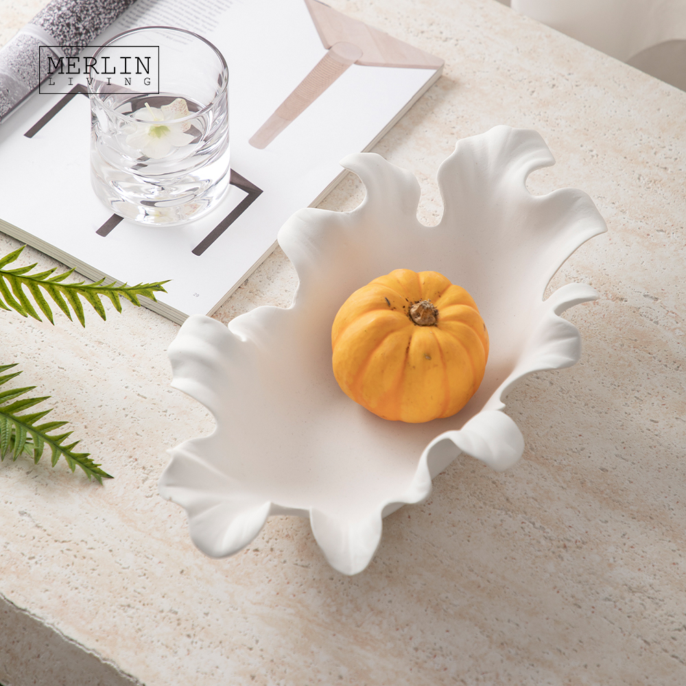 Handmade Leaf-Shaped Chocolate Ceramic Fruit Bowl by Merlin Living (2)