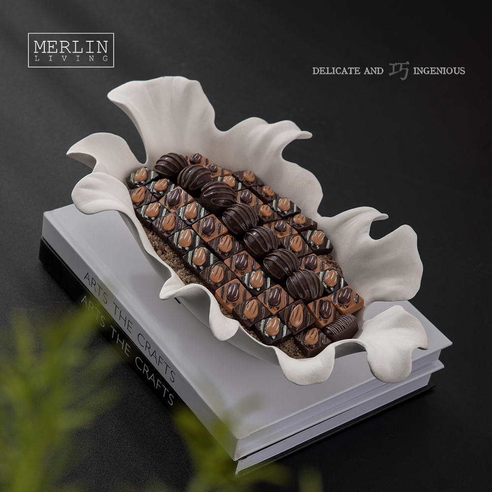 Handmade Leaf-Shaped Chocolate Ceramic Fruit Bowl by Merlin Living (9)