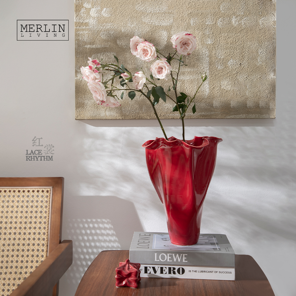 Handmade Red Glossy Glaze Wedding Vase by Merlin Living (2)