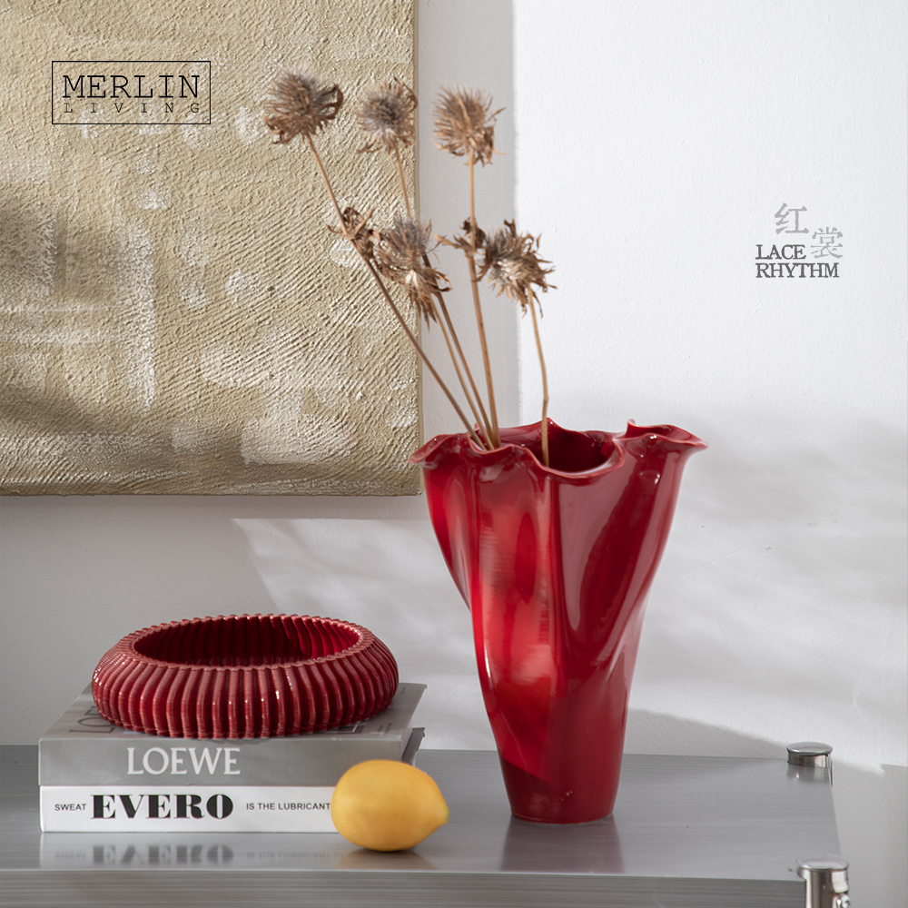Handmade Red Glossy Glaze Wedding Vase by Merlin Living (6)