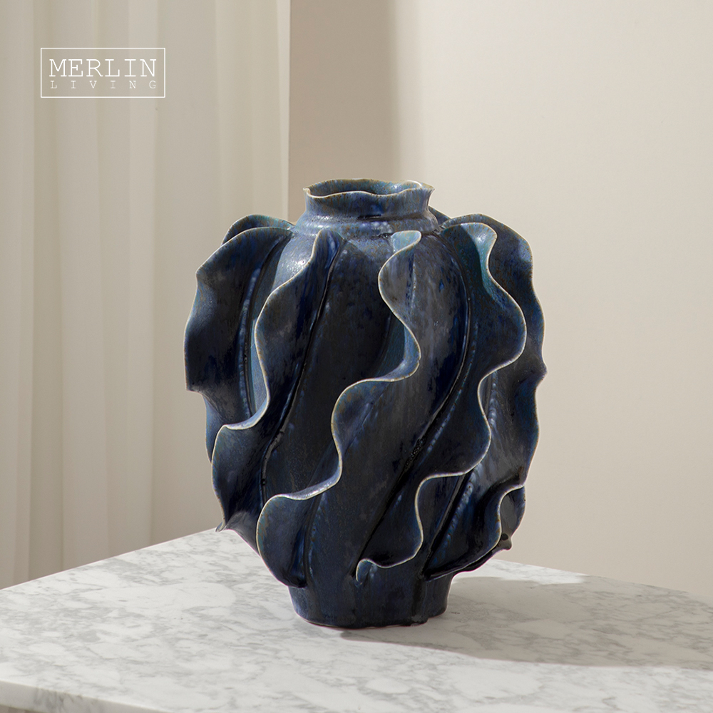 Gerro de ceràmica fet a mà, decoració de taula vintage senzilla Merlin Living (2)