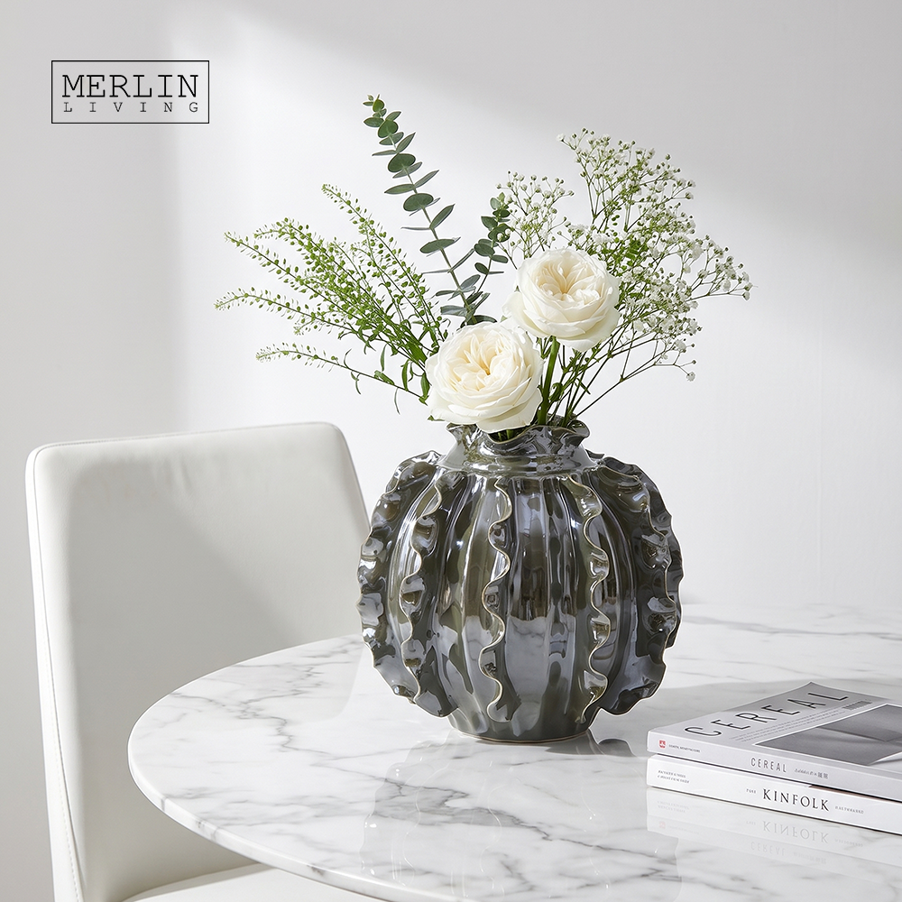 Handmade ceramic vase wave plating Pearlescent vase Merlin Living (3)
