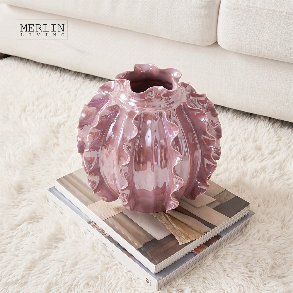 Handmade ceramic vase wave plating Pearlescent vase Merlin Living (5)