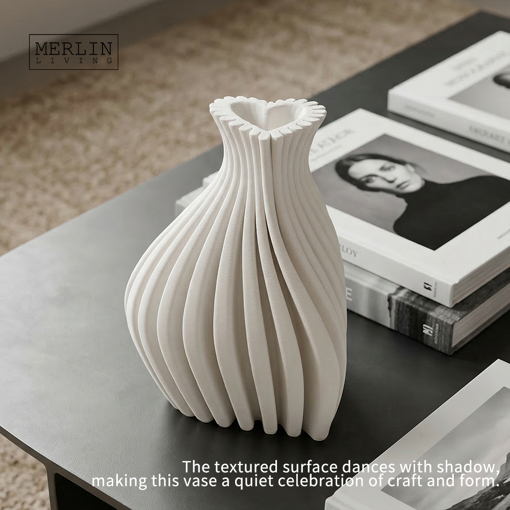 Heart-Shaped 3D Printing Ceramic Vase Home Decor by Merlin Living (4)