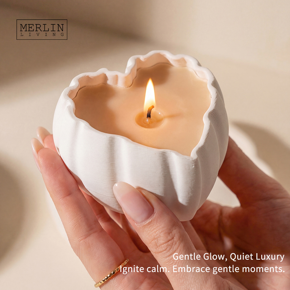 Modern Wedding Heart Shape Ceramic Home Decor Candle Jar Merlin Living (4)