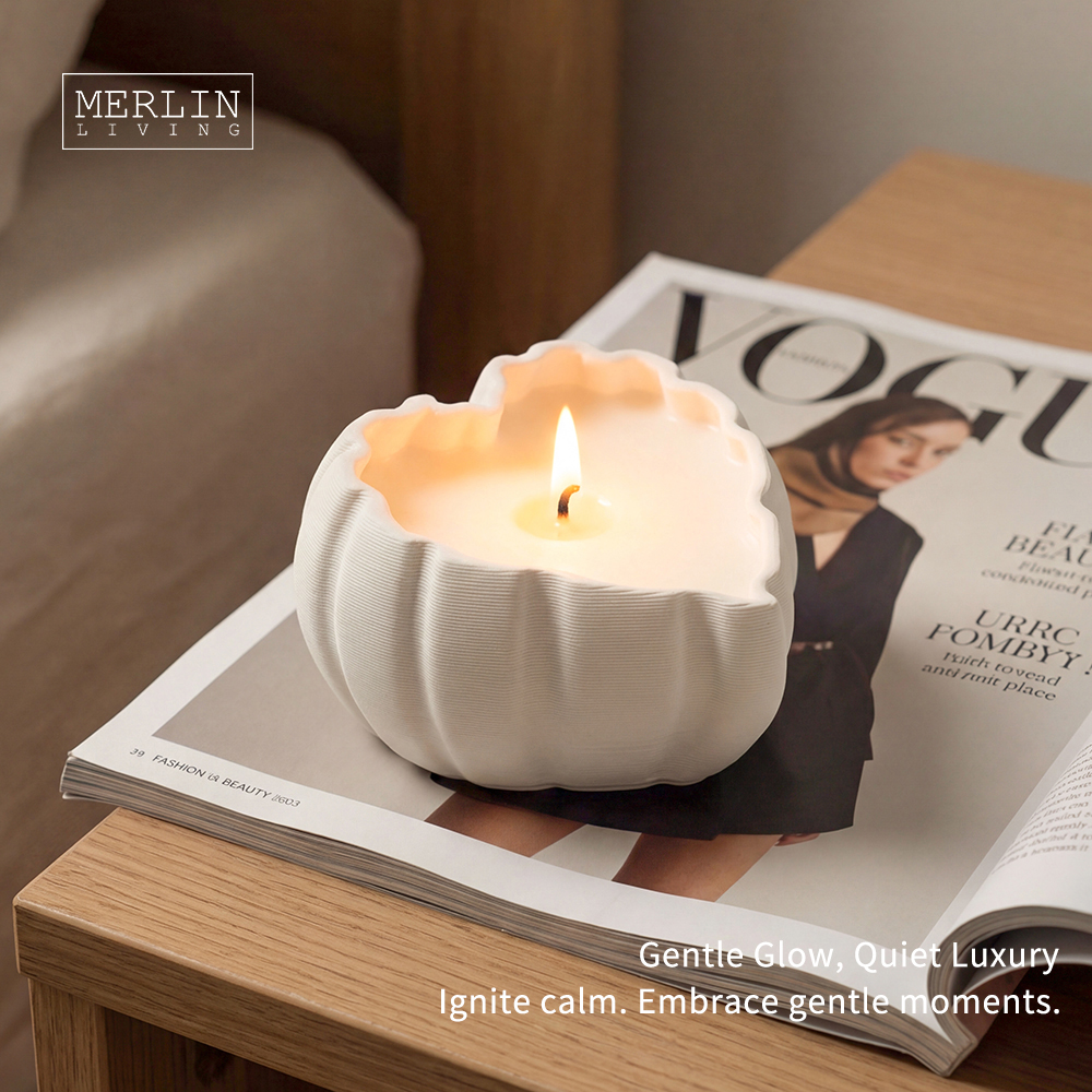 Modern Wedding Heart Shape Ceramic Home Decor Candle Jar Merlin Living (5)