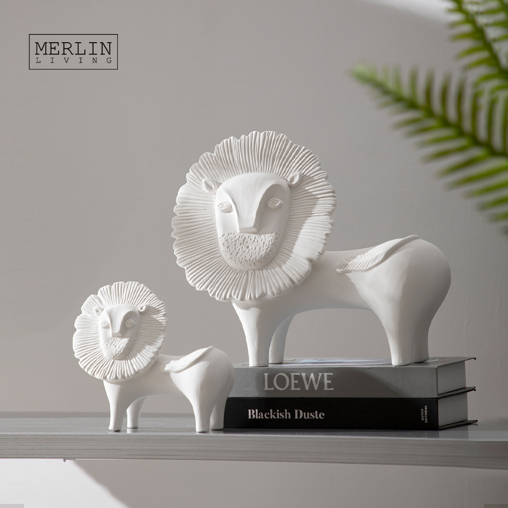 Simple Ceramic Lion Statue Home Decor by Merlin Living (2)