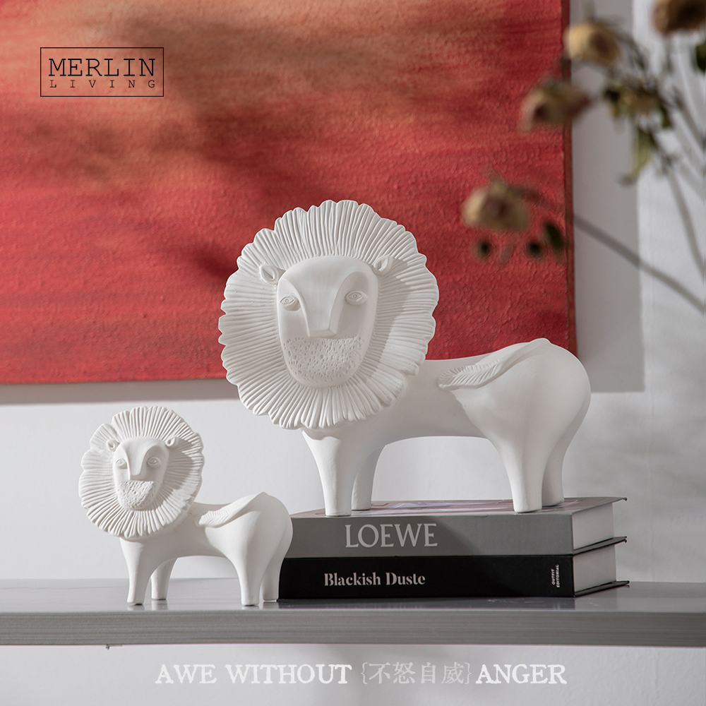 Simple Ceramic Lion Statue Home Decor by Merlin Living (4)